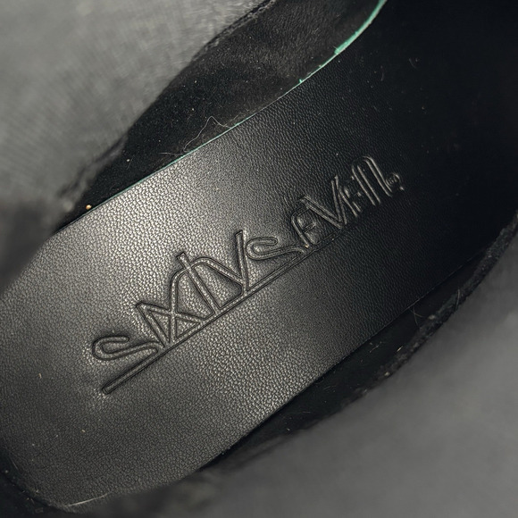 Anthropolgie SixtySeven Black Suede Leather Block Heel Platform Boots 7.5 38 - Picture 13 of 16